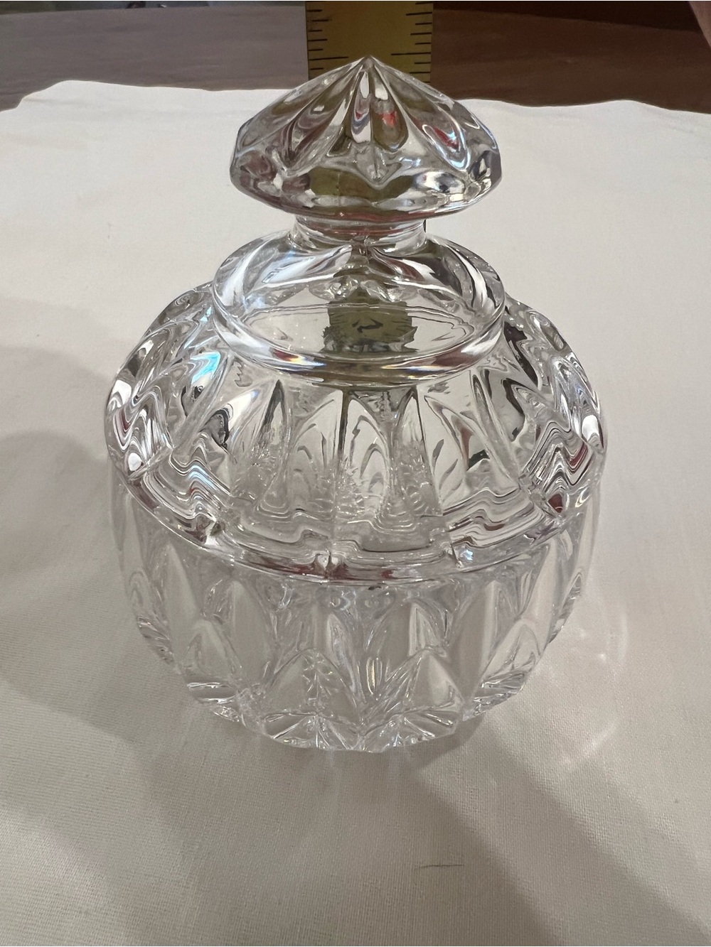 Vintage Cut Glass Crystal Candy / Trinket Jar with Lid - Clear